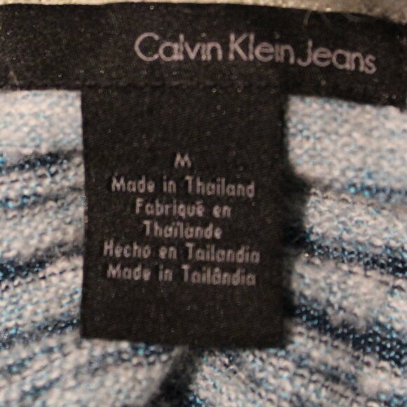 Calvin Klein Jeans M Striped Knit Open Front Cardigan Waterfall Hem - Picture 3 of 10